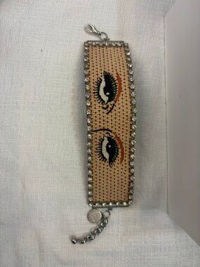 Venessa Arizaga Evil Eye Bracelet | Crystal Trim Statement Cuff